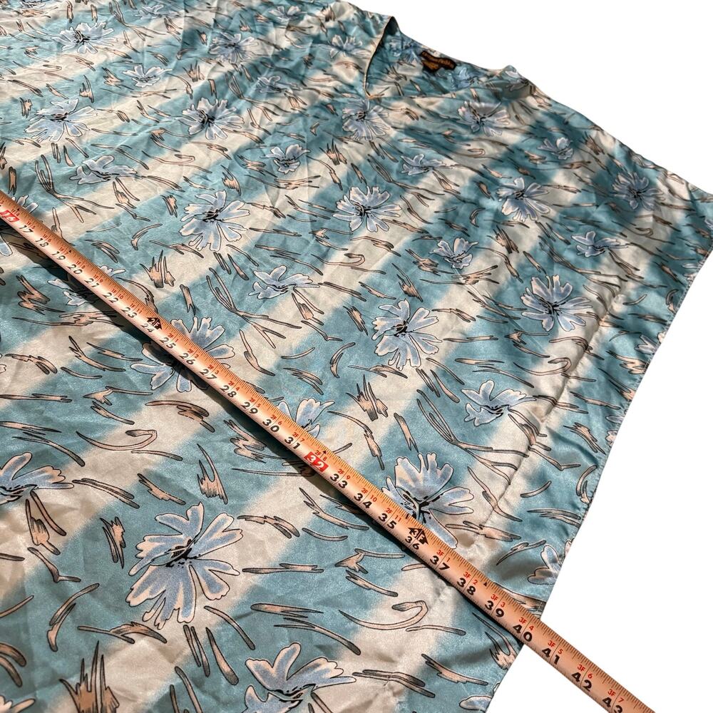 Vintage Up2Date Fashion Blue Floral Satin Kaftan Muumuu One Size - Picture 7 of 9
